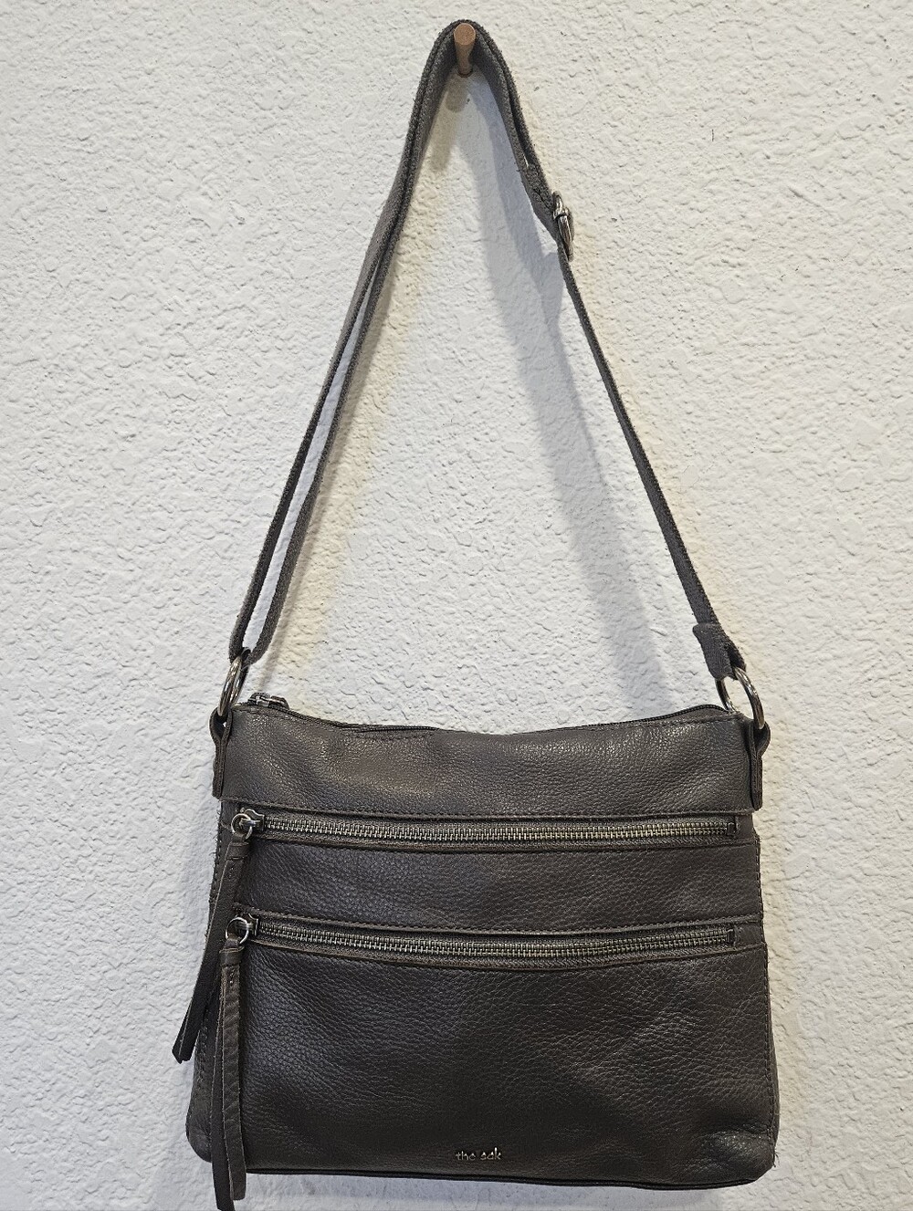 The Sak Reseda Gray Pebbled Leather Crossbody Bag